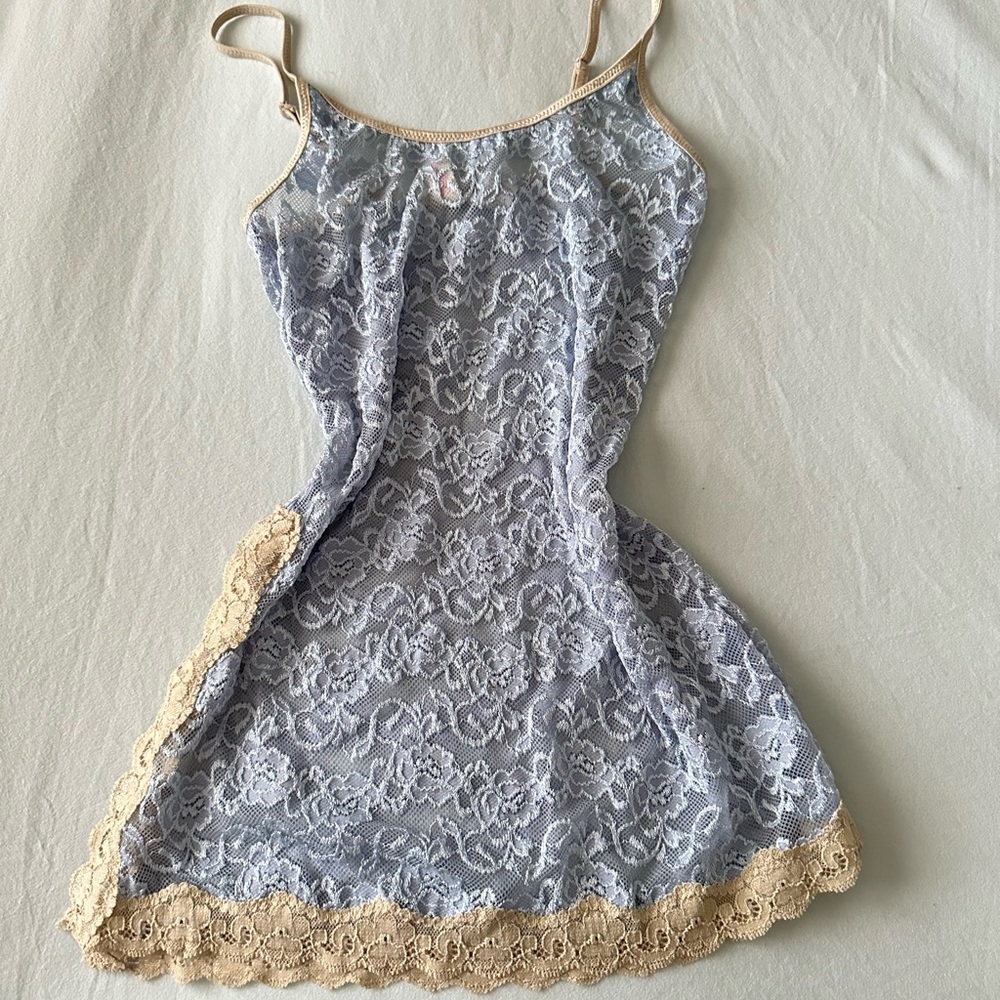 Lace Slip top with Beige Trim